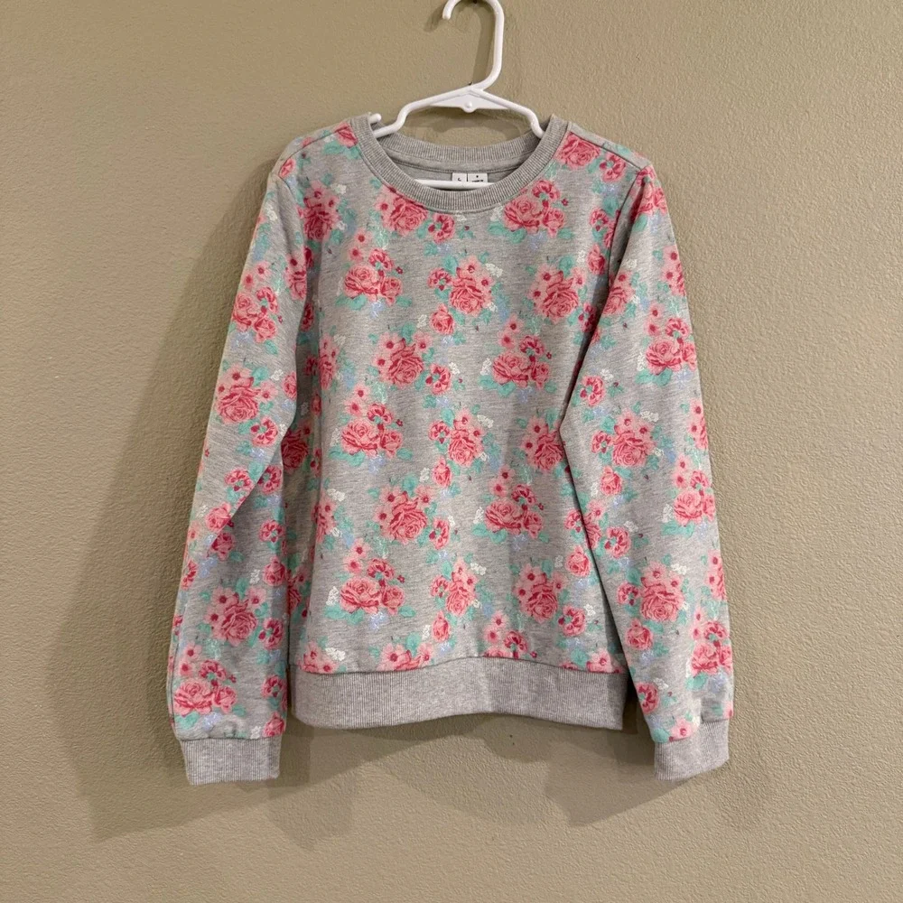 Janie and Jack Floral Sweatshirt Pants Leggings Set Girls 8 Gray Pink Rose NWT